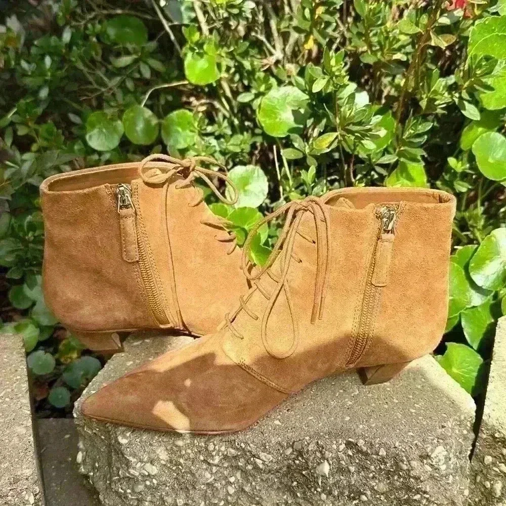 Nine West Shoes Women's 5.5 Beige Camel Tan Leather Yendira Ankle Bootie